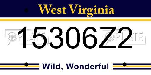 15306Z2 West Virginia License Plate