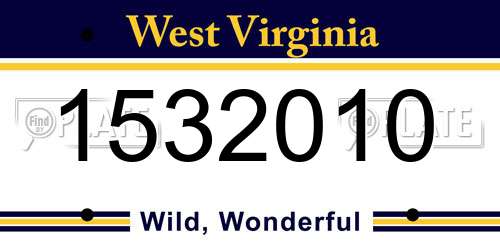 1532010 West Virginia License Plate