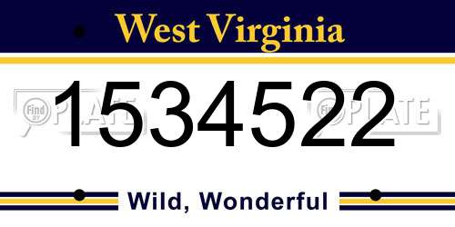 1534522 West Virginia License Plate