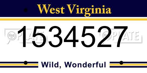 1534527 West Virginia License Plate