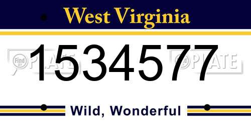 1534577 West Virginia License Plate