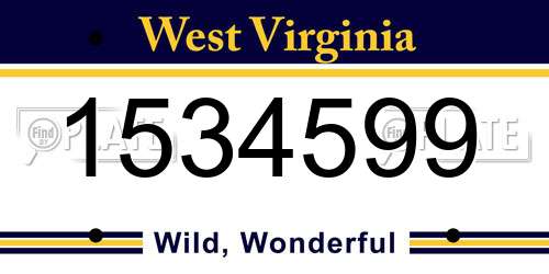 1534599 West Virginia License Plate