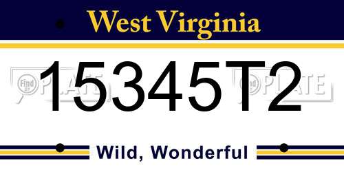 15345T2 West Virginia License Plate