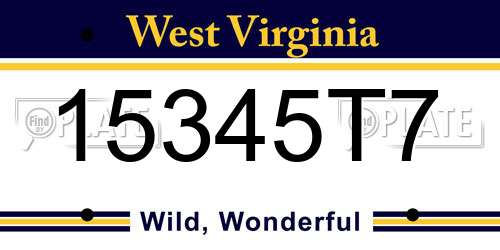 15345T7 West Virginia License Plate