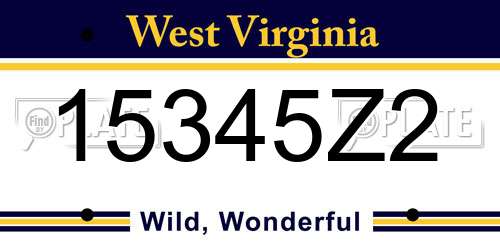 15345Z2 West Virginia License Plate