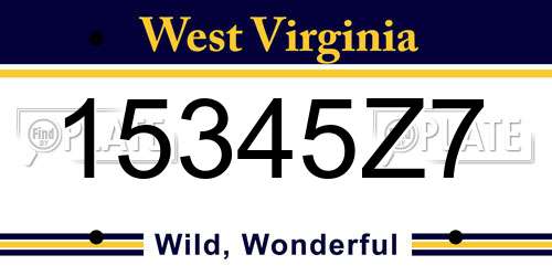 15345Z7 West Virginia License Plate