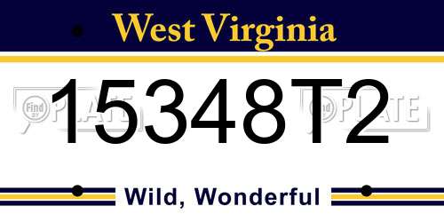 15348T2 West Virginia License Plate