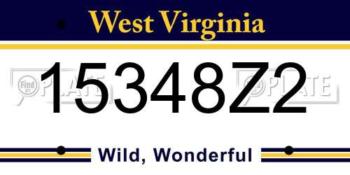 15348Z2 West Virginia License Plate