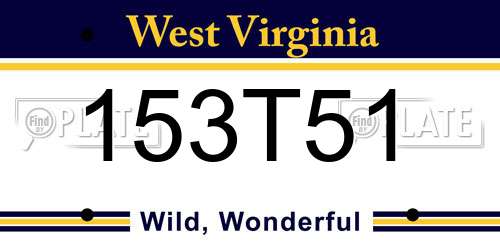 153T51 West Virginia License Plate