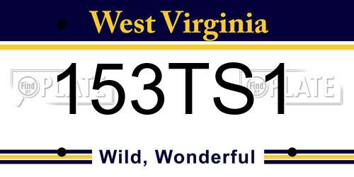 153TS1 West Virginia License Plate