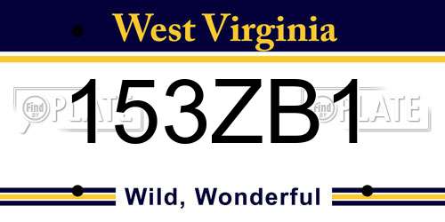 153ZB1 West Virginia License Plate