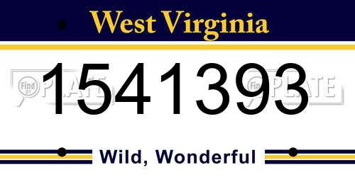 1541393 West Virginia License Plate