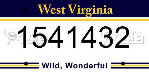 1541432 West Virginia License Plate