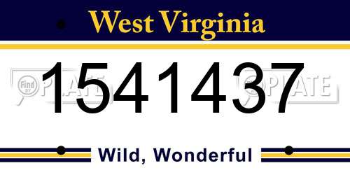 1541437 West Virginia License Plate