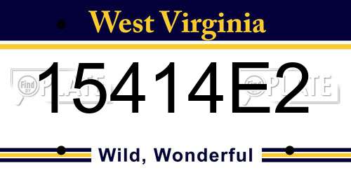 15414E2 West Virginia License Plate