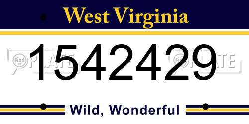 1542429 West Virginia License Plate