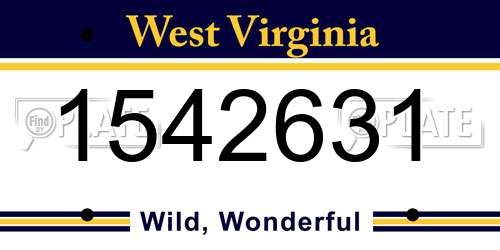 1542631 West Virginia License Plate
