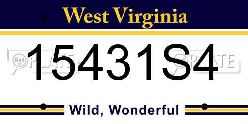 15431S4 West Virginia License Plate