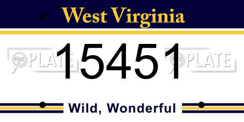 15451 West Virginia License Plate