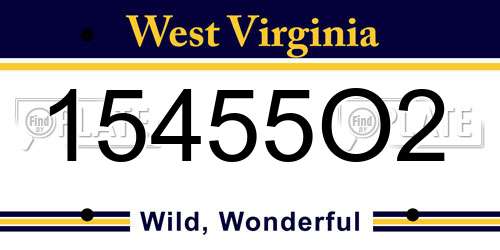 15455O2 West Virginia License Plate