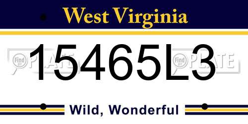 15465L3 West Virginia License Plate