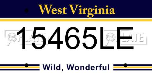 15465LE West Virginia License Plate