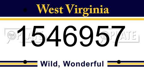 1546957 West Virginia License Plate