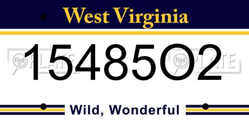 15485O2 West Virginia License Plate