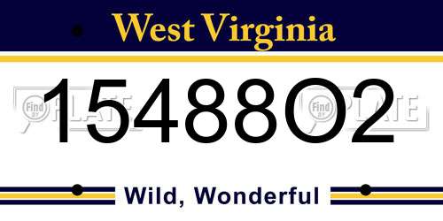 15488O2 West Virginia License Plate