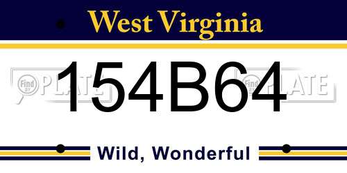 154B64 West Virginia License Plate
