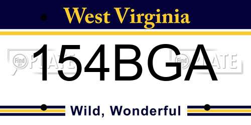 154BGA West Virginia License Plate