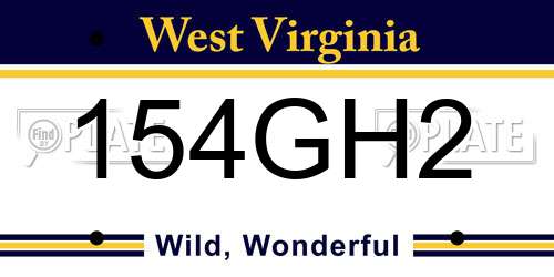 154GH2 West Virginia License Plate