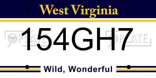 154GH7 West Virginia License Plate