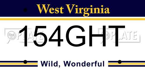 154GHT West Virginia License Plate