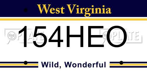 154HEO West Virginia License Plate