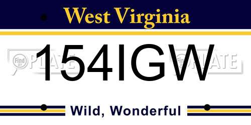 154IGW West Virginia License Plate