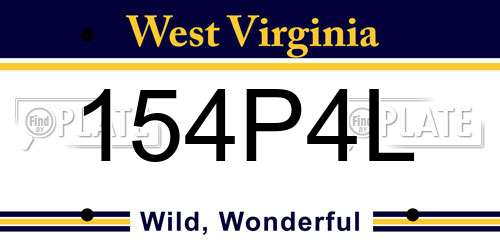 154P4L West Virginia License Plate