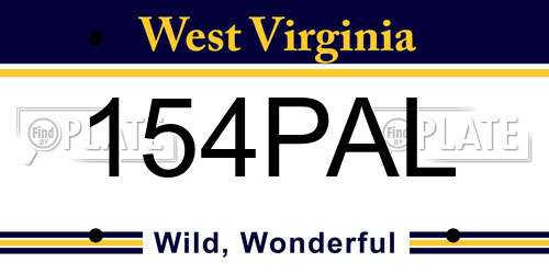 154PAL West Virginia License Plate