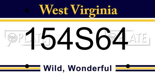 154S64 West Virginia License Plate