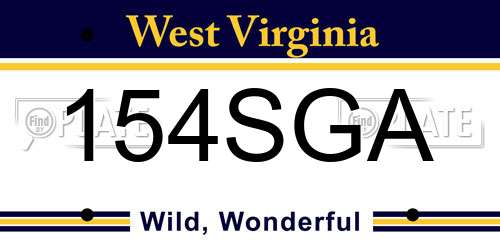 154SGA West Virginia License Plate