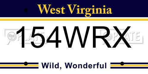 154WRX West Virginia License Plate