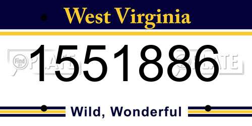 1551886 West Virginia License Plate