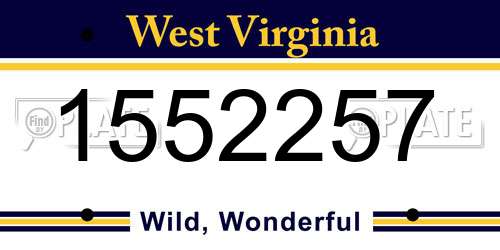 1552257 West Virginia License Plate