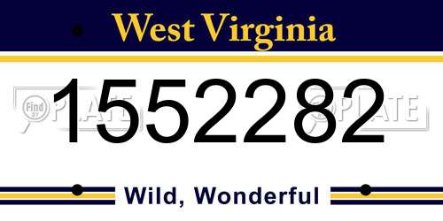 1552282 West Virginia License Plate