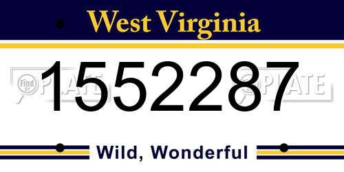 1552287 West Virginia License Plate
