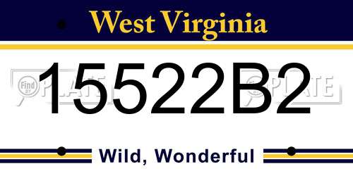 15522B2 West Virginia License Plate