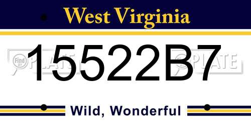 15522B7 West Virginia License Plate