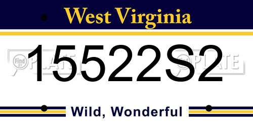 15522S2 West Virginia License Plate
