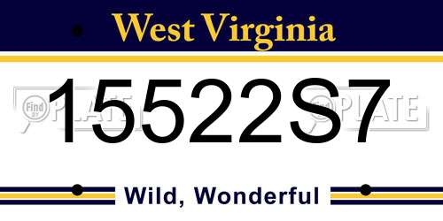 15522S7 West Virginia License Plate