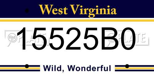 15525B0 West Virginia License Plate